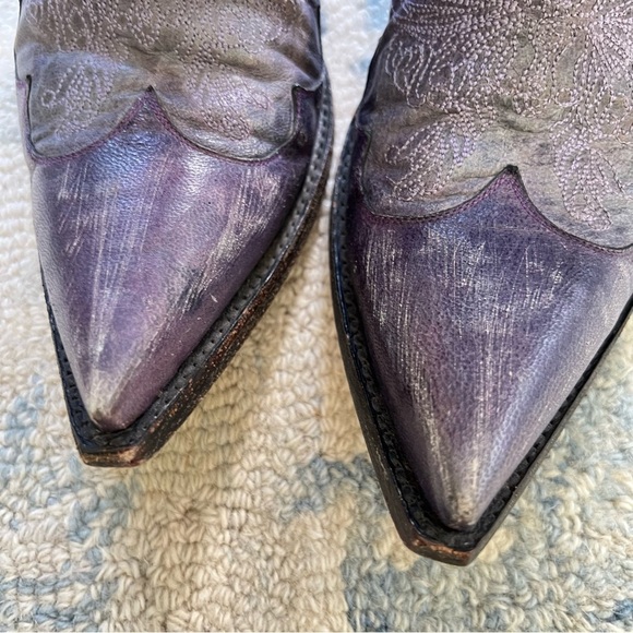 OLD GRINGO PURPLE SNIP TOE EMBROIDERED SHORT BOOTS SIZE 7 - Picture 4 of 16